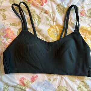 Lululemon Hunter Green Ribbed Bralette with Double Straps